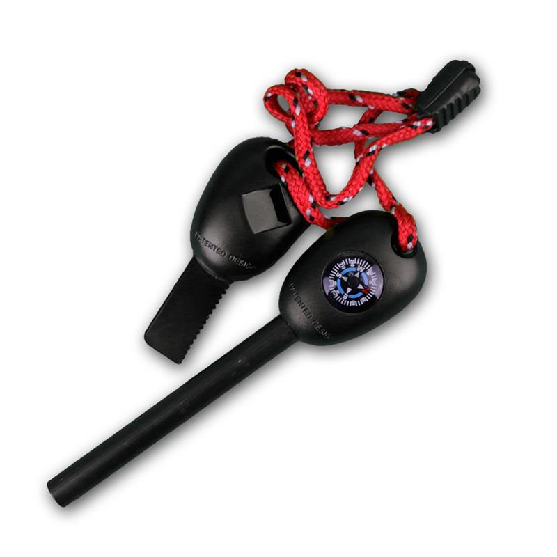 Outdoor-Survival Set, Multitool mit Feuerstein und Kompass
