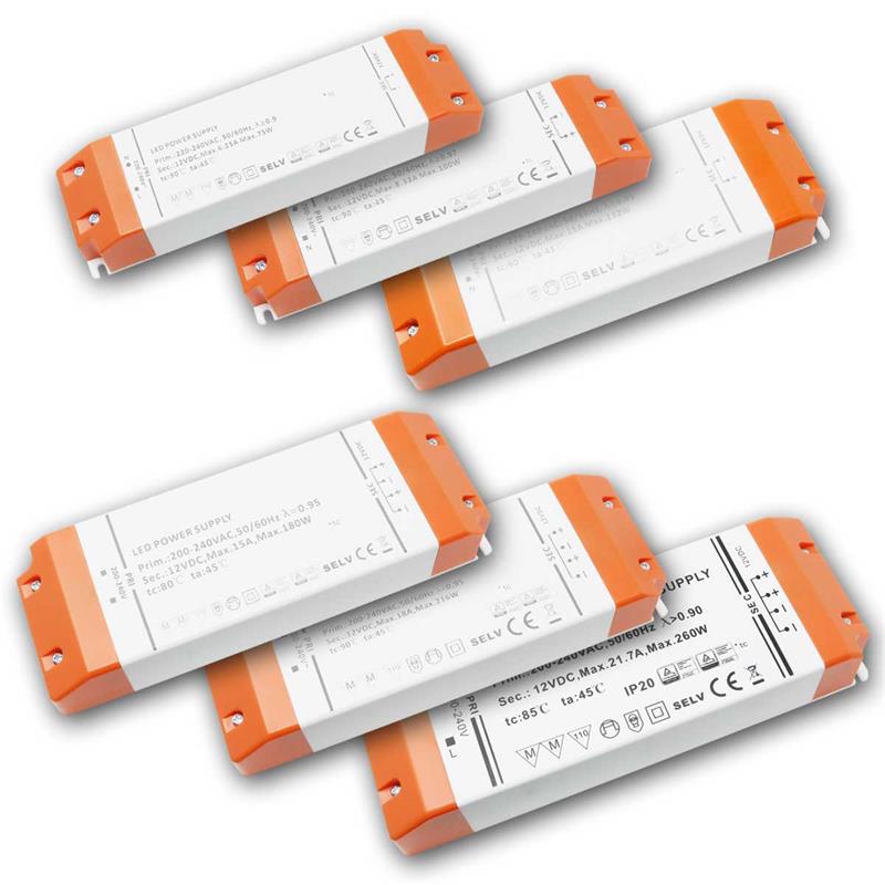 "Slim" LED Trafo 75W - 260W, LED Netzteil, Vorschaltgerät, IP20