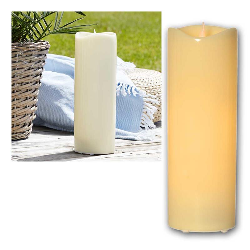 LED Outdoor Kerze „GRANDE“, Timerfunktion, beige, Höhe 38cm