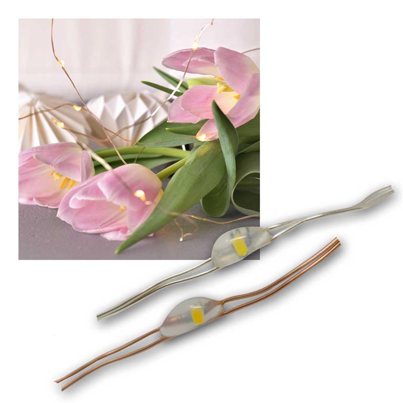 Draht-Lichterkette mit Micro-LEDs, Timer & Batteriebetrieb