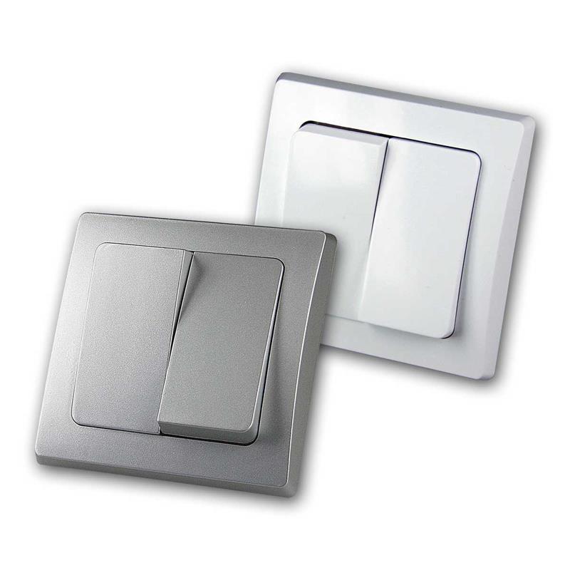 DELPHI Serien-Schalter, 2-fach, 250V/10A, IP20, weiß/silber