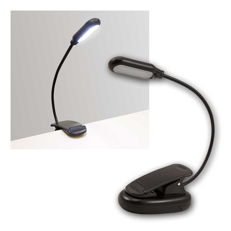 LED Leseleuchte, Klemmfunktion, Schwanenhals, 3 Lichtfarben