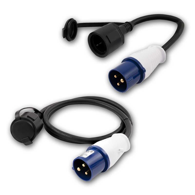CEE-Adapterleitung, CEE-Stecker auf Schutzkontakt-Kupplung