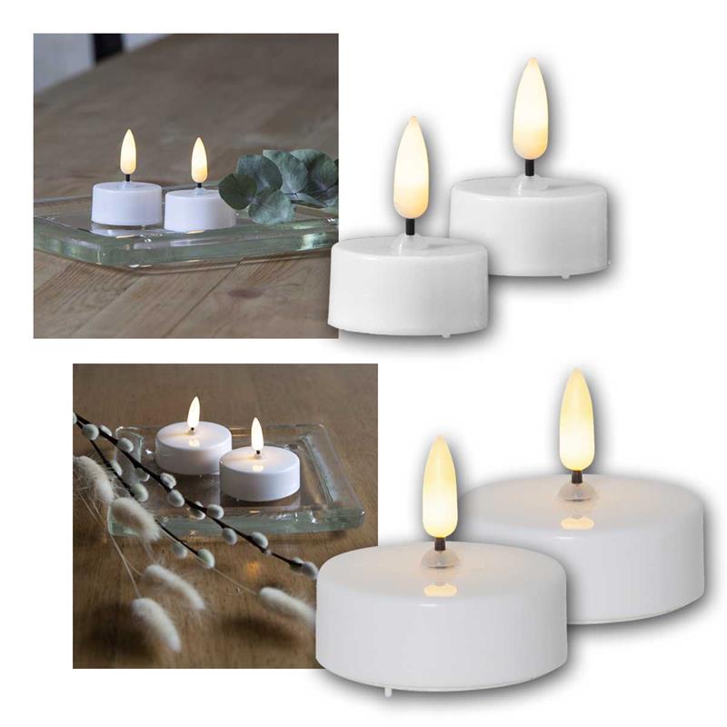 LED Teelicht „3D-Flamme“, LED Dekokerzen mit Timerfunktion
