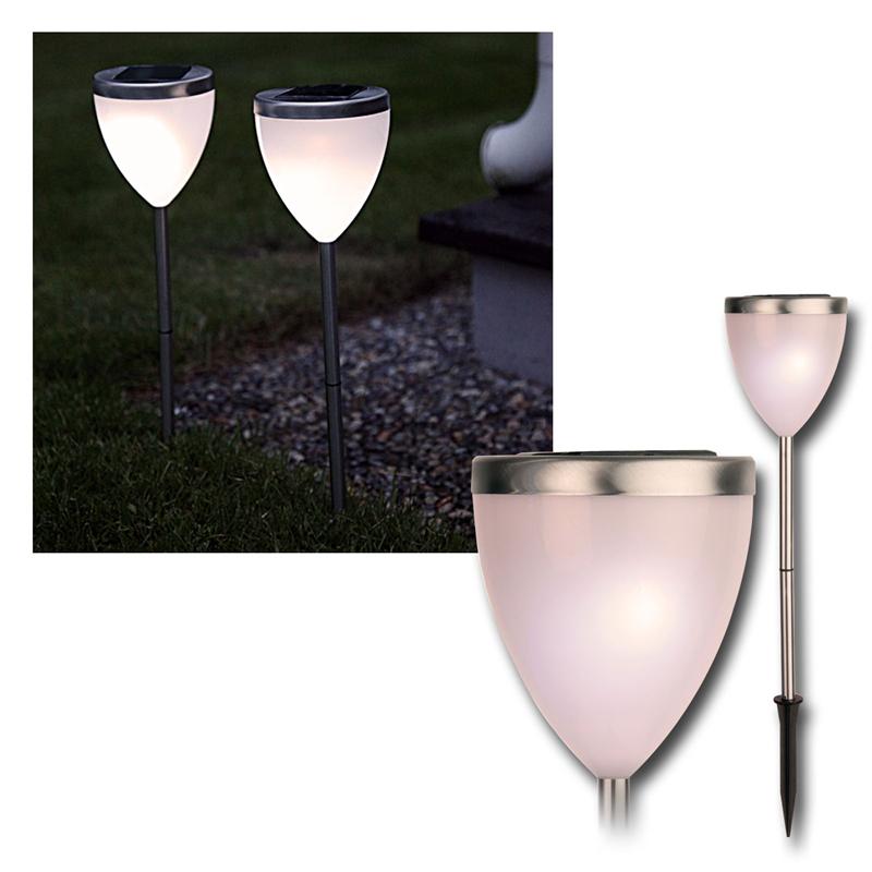 LED Solar Wegeleuchten, Dämmerungssensor, Erdspieß, 2er Set