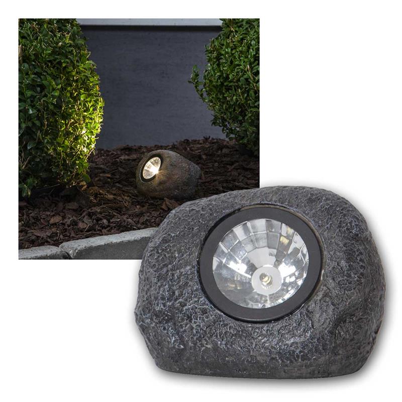 LED Gartenleuchte „ROCKY“, Steinoptik, 15lm, warmweiß, IP44