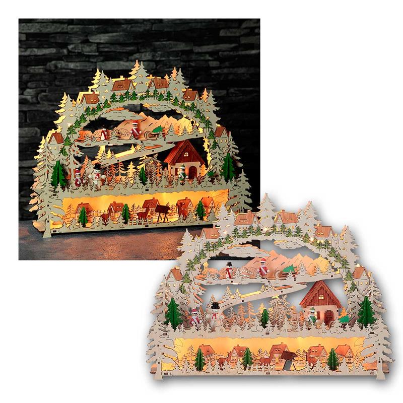 LED Fensterleuchter „Schwarzwald“, 14 warmweiße LEDs, 230V