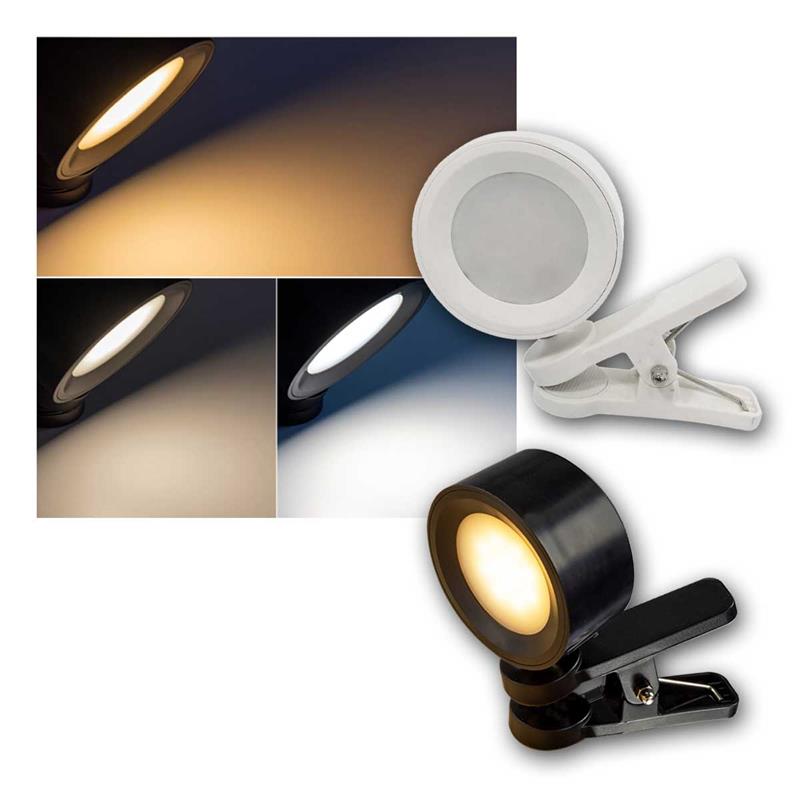 LED Klemm-Leuchte "CT-AKL3", 3 Lichtfarben, Touch-Steuerung