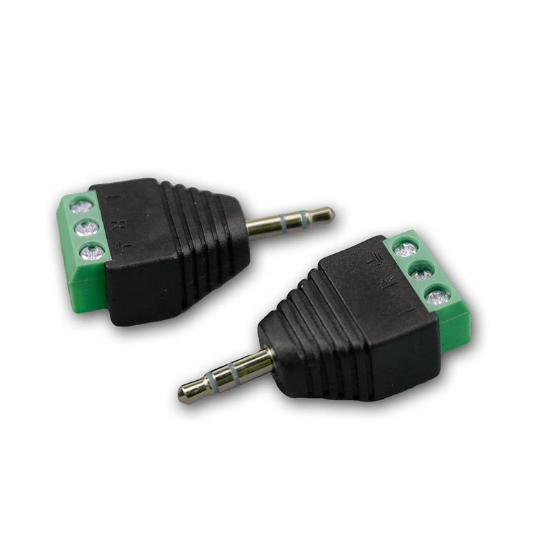 Stereo-Klinkenadapter 3,5mm auf Terminalblock, 2er Pack
