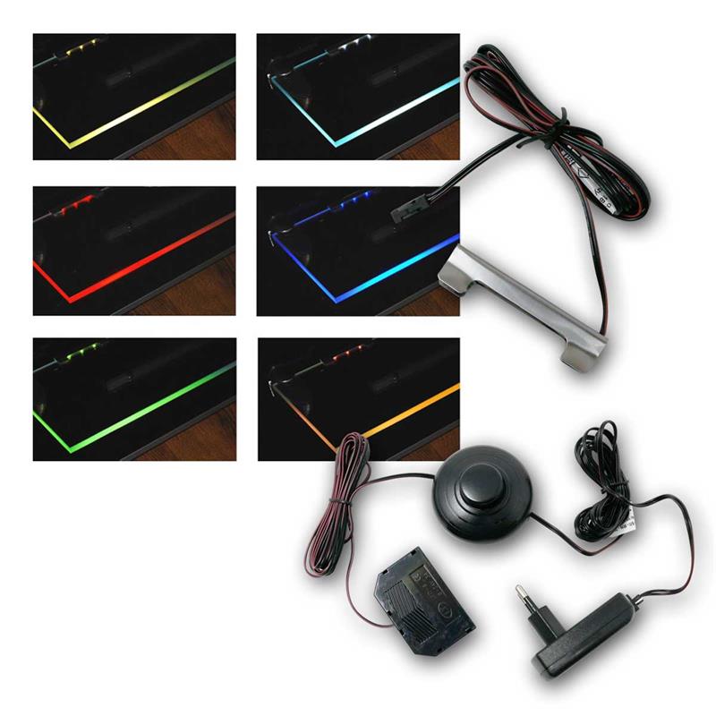 LED Glasboden Metall Clip, Netzteil & Fußschalter, dimmbar