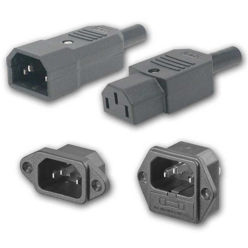 C13/C14 Kaltgeräte-Stecker & Kupplung IEC 320, 3-polig, 10A