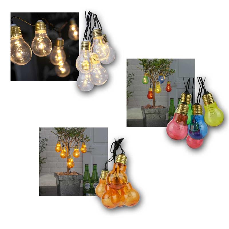 LED Lichterkette "GLOW", warmweiß, 5 Glühbirnen, Timer, IP44