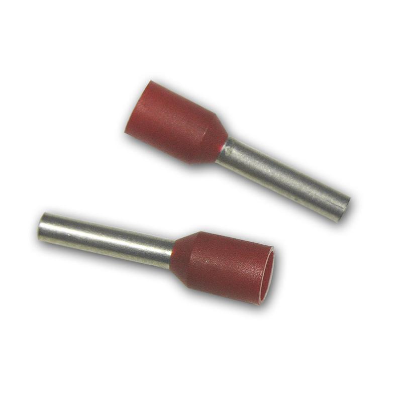 100 Aderendhülsen, Crimphülsen, rot isoliert, 1,00mm², 14mm 100 Aderendhülsen, Crimphülsen, rot isoliert, 1,00mm², 14mm
