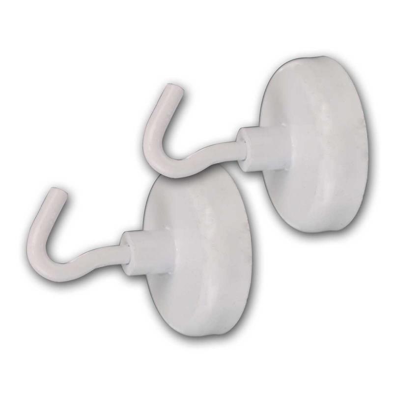 2 Magnete mit Haken, Hakenmagnet Ø32mm, weiße Lackierung