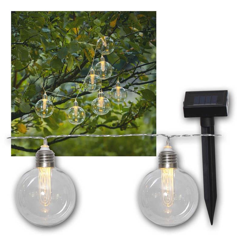 Solar LED Lichterkette „CHANIA“, 8 klare Kugeln, 4,45m, IP44