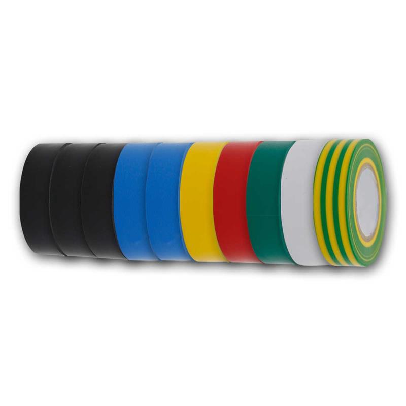 Elektro-Isolierband 10er Sortiment, 7 Farben, je 20m Klebeband