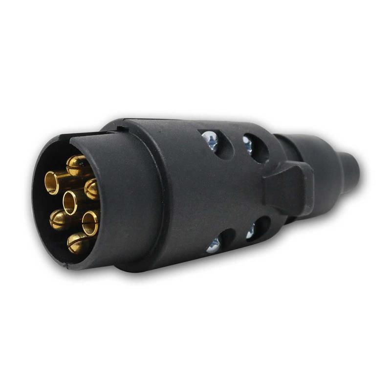7-Pin Kfz-Stecker für 12V/24V Fahrzeuge, kurze Ausführung