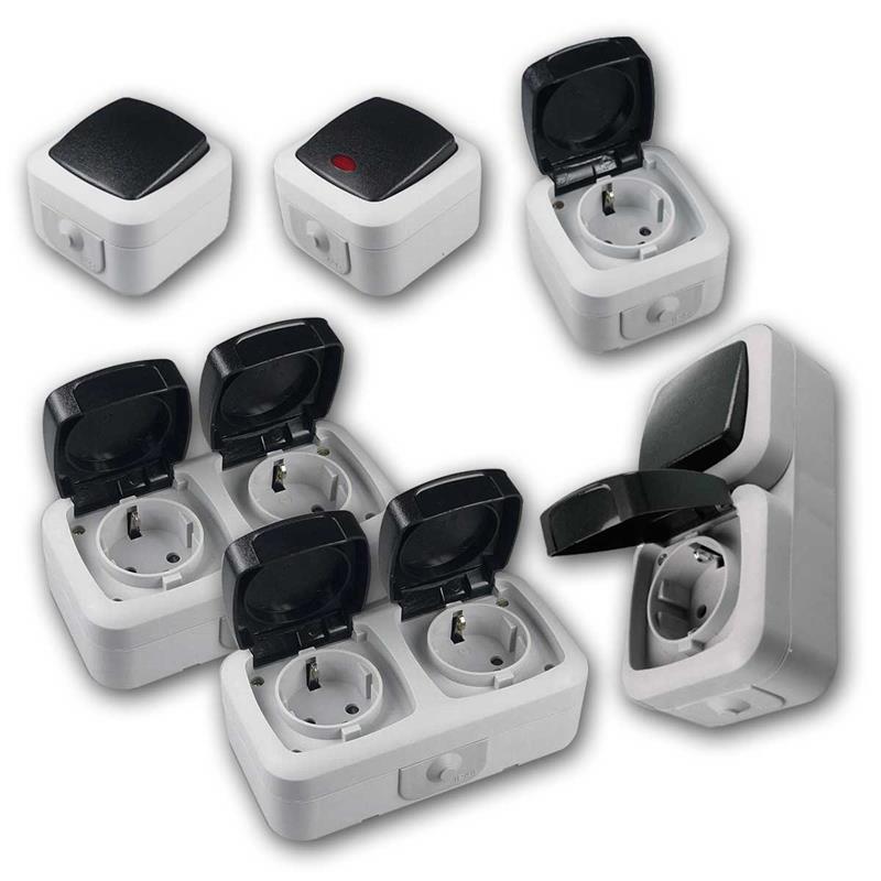 CT IP44 Set "DELPHI Garage", Kontrollschalter & Kombi-Dose