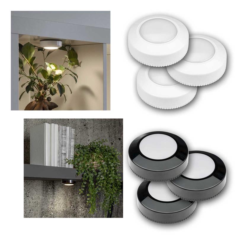 LED Click-Leuchte, Ø 69mm, warmweiß, selbstklebend, Batterie