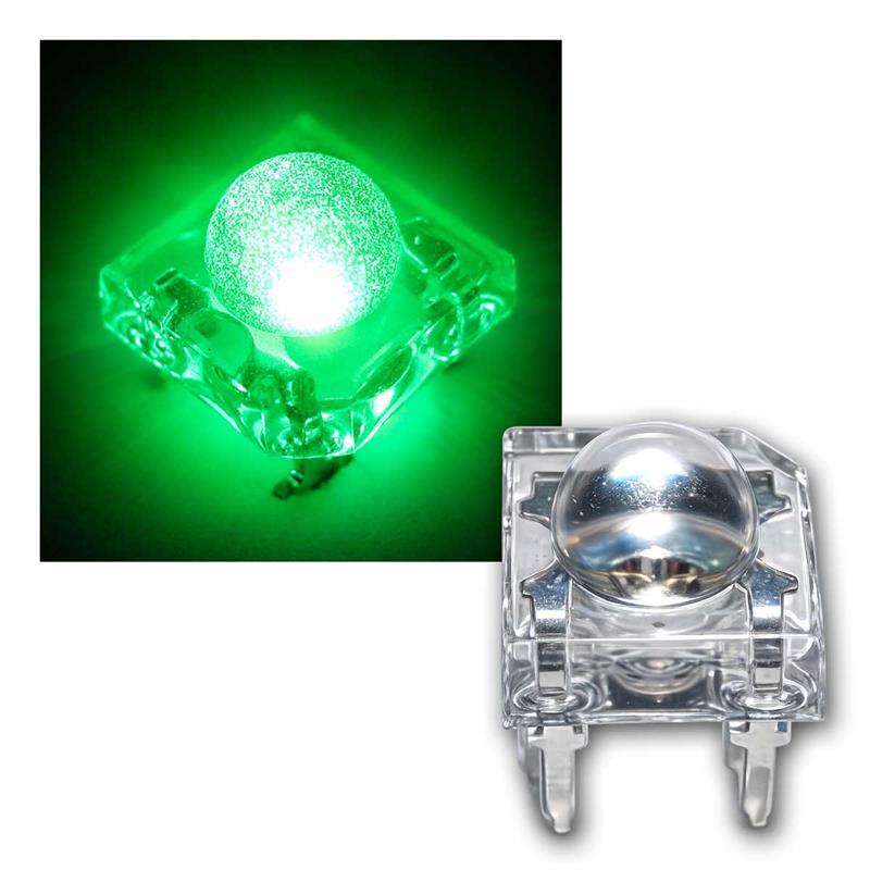 5mm Piranha LED, wasserklar, grün, sehr hell, breitstrahlend
