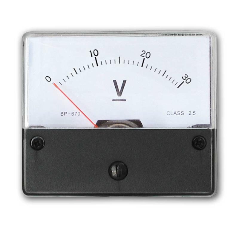 DC Spannungsmessgerät 0 bis 30V, analoge Anzeige, schwarz