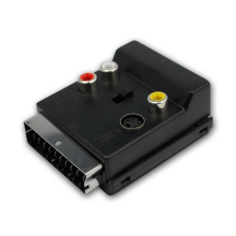 Scart-Adapterstecker, Cinch & 4-Pin S-VHS, In/Out Umschalter