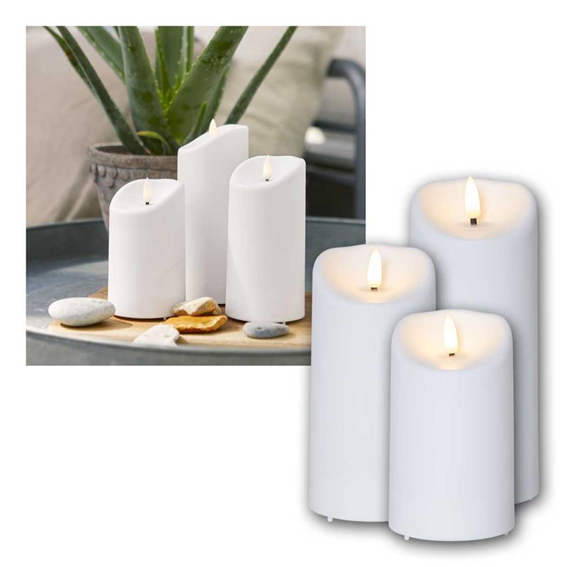 LED Outdoor Kerze „3D-FLAMME“, mit Timer, batteriebetrieben