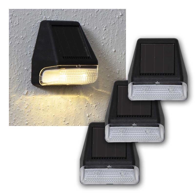 LED Solar Wandleuchte "Wall Mini", Dämmerungssensor, 3er Set
