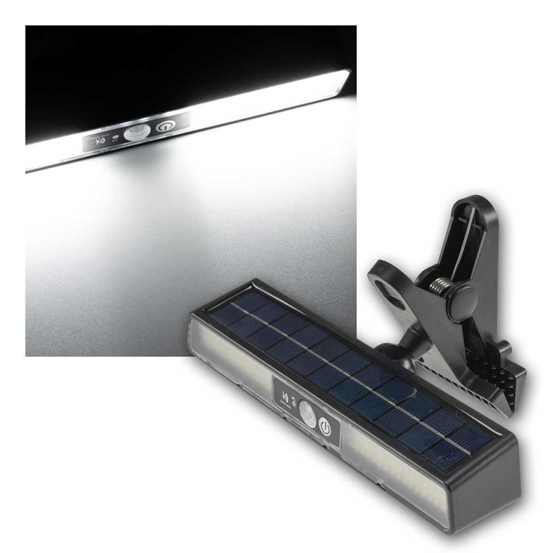 LED Solar Klemmleuchte "SKL 102", PIR Sensor, 3 Lichtmodis