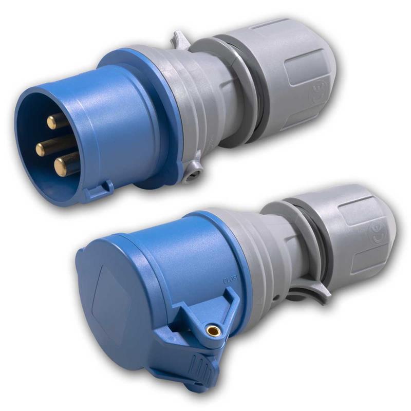 CEE Gerätestecker, Industriesteckdose, 3-polig, 250V/16A, IP44