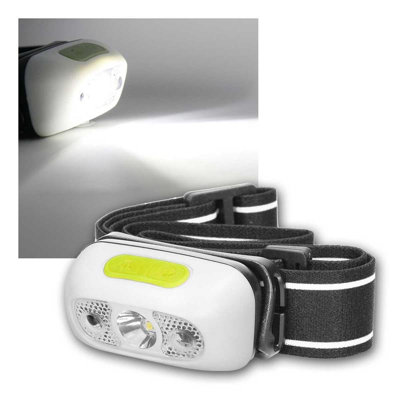 USB-aufladbare Stirnlampe, Sensormodus, 5 Funktionen, 5W