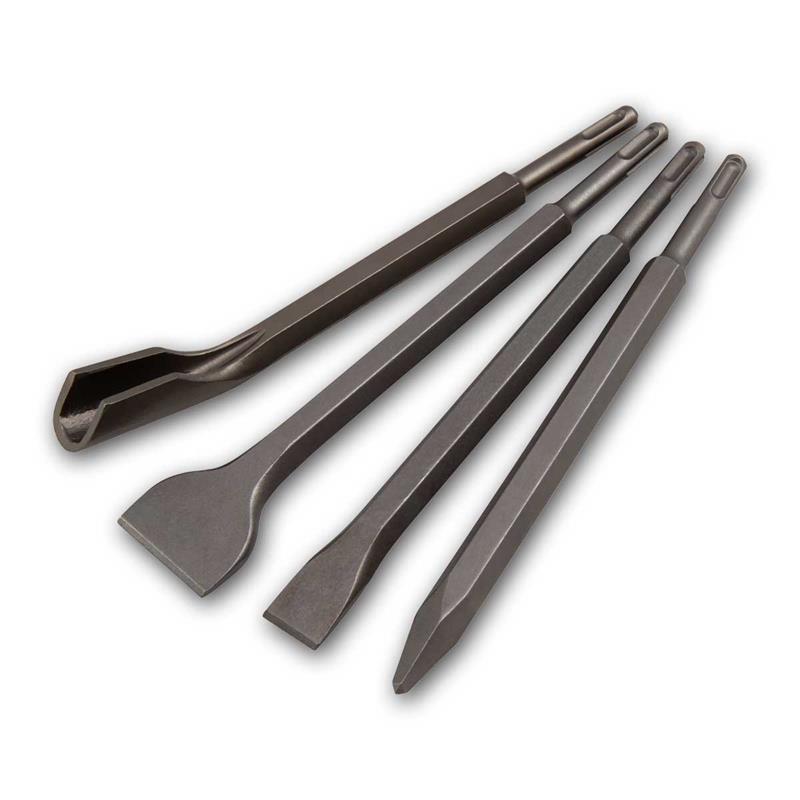 SDS-Meißel Set, 4-teilig mit Spitz-, Flach-, Breit und Hohlmeißel