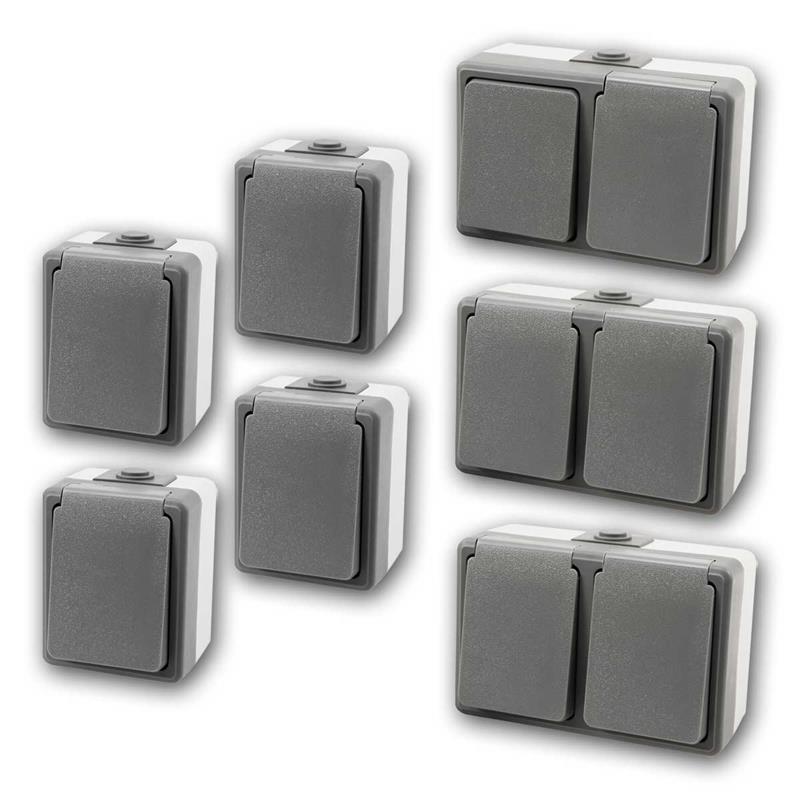 Set "SECURE Werkstatt", 7 Teile, Schalter-Steckdosen-Kombi