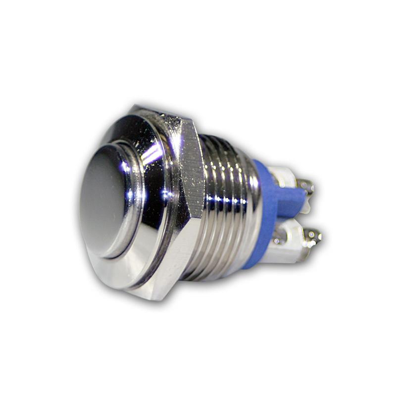 Vollmetall-Taster, Öffner, 1-polig, 230V AC / 3A, Einbau-Ø 16mm