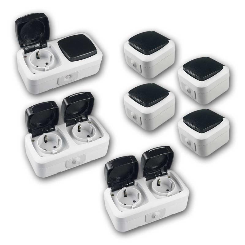 CT IP44 Set "DELPHI Werkstatt", horizontale Doppel-Steckdose