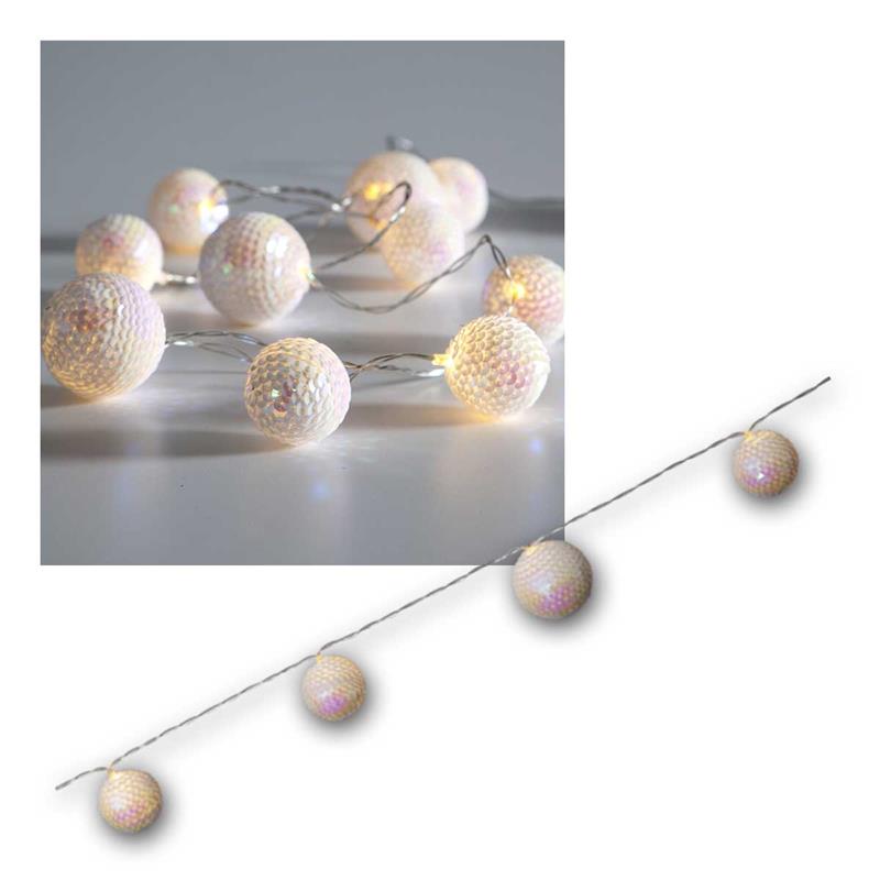 LED Lichterkette „Disco Light“, Kugeln mit Pailletten,Timer