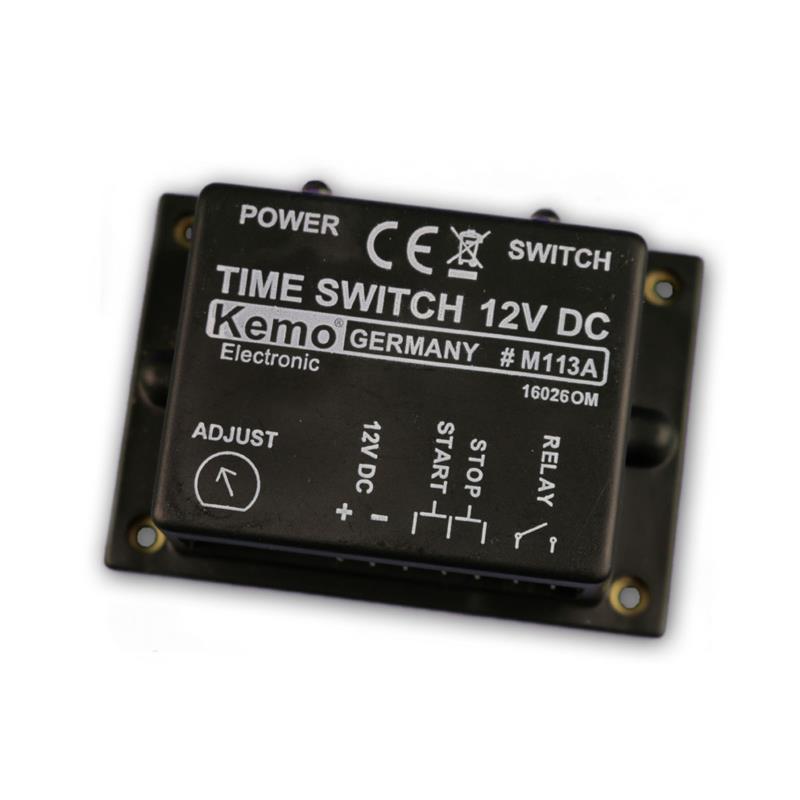 Kemo Zeitschalter 12-15V/DC, Zeiteinstellung 2 Sek. bis 23 Min.
