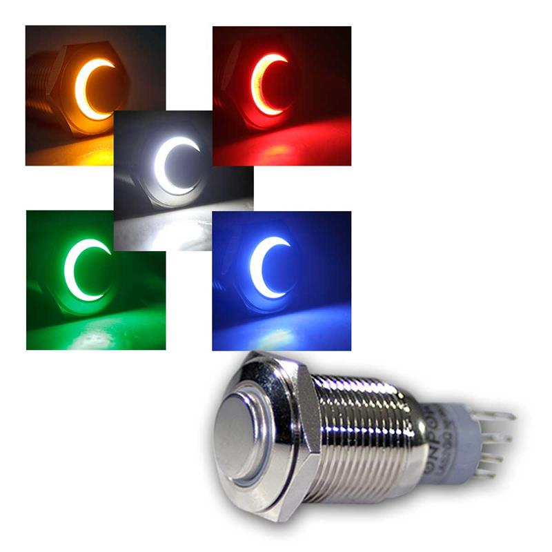 Metalltaster Ringbeleuchtung,16mm, 5 Farben, Öffner/Schließer