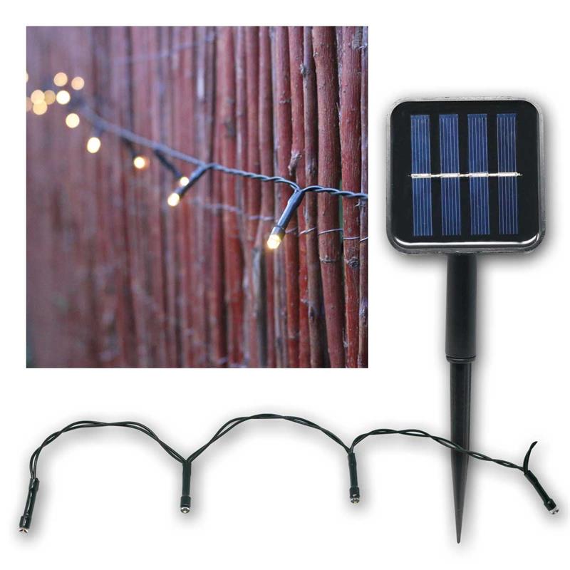 LED Solar-Lichterkette, Lichteffekte & Dauerlicht, Länge 10m