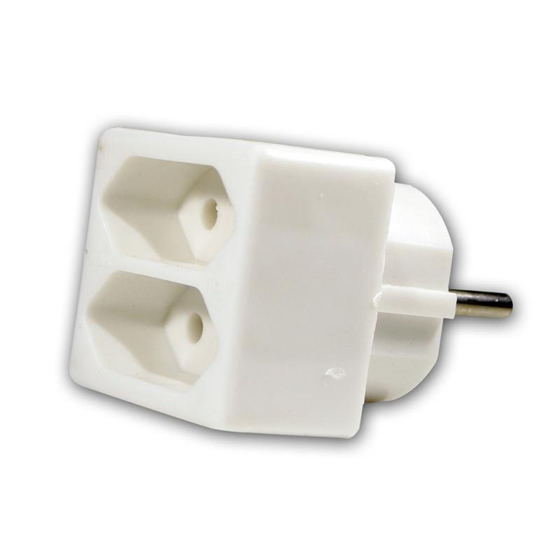 Steckdosen-Adapter, weiß, 2 Euro-Steckdosen, max. 250V/2,5A