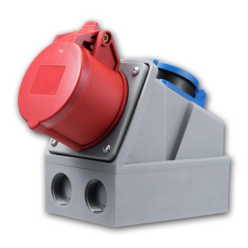 CEE-Kombi-Wandsteckdose 5-polig, 415V, Aufputzmontage, IP44