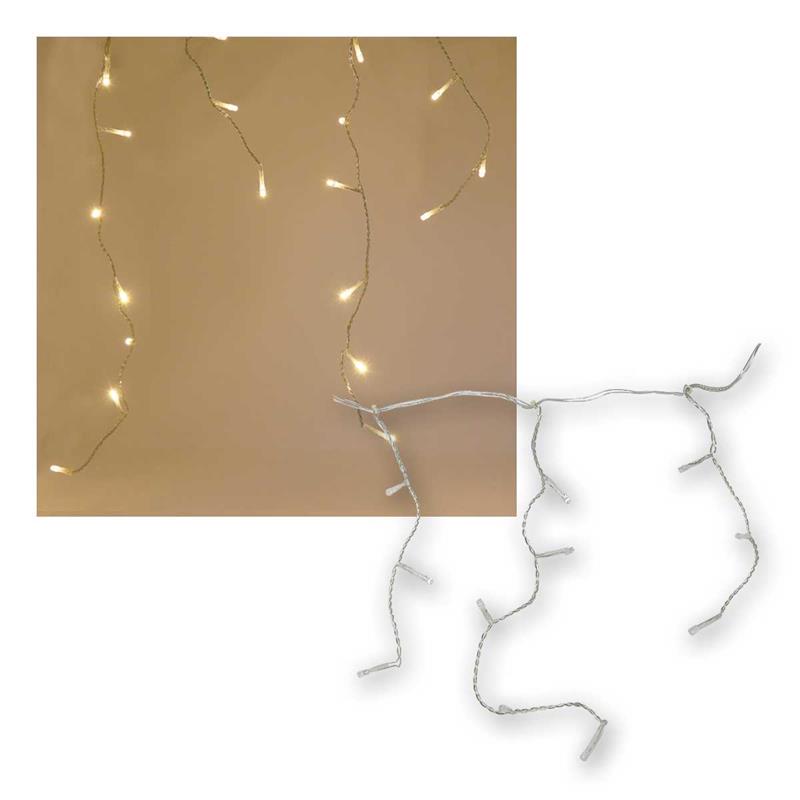 LED Lichterkette "Eisregen", warmweiß, 230V Netzteil, IP44
