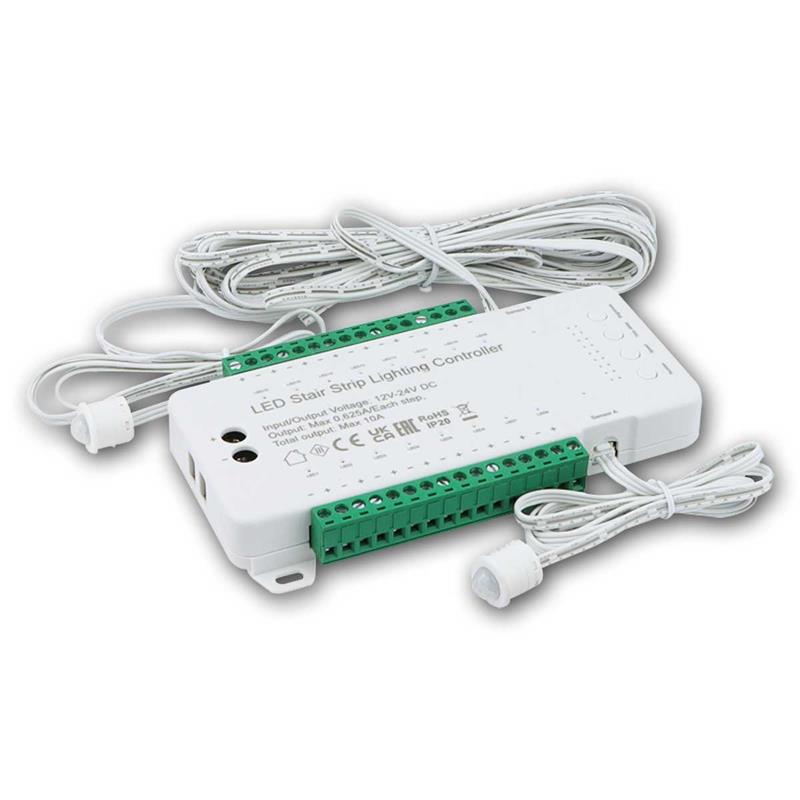 LED Treppenlichtsteuerung „STEP“ mit PIR-Sensoren, 16 Stufen