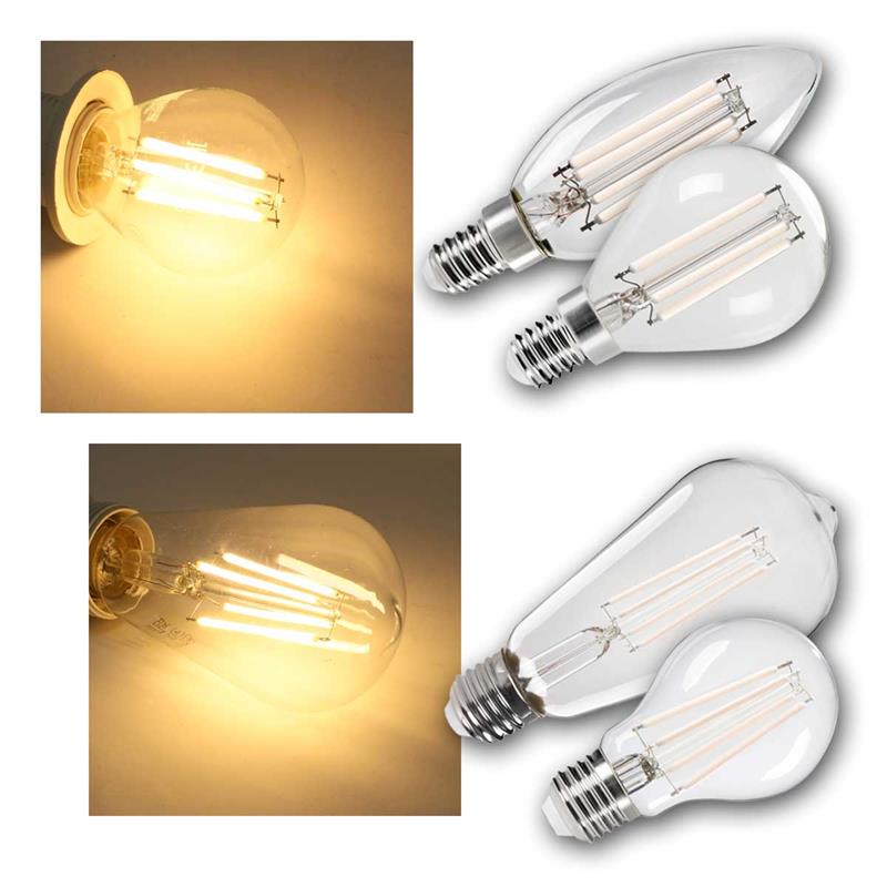LED Birne "XLED", Filament-W LED, Birne/Kerze, warmweiß
