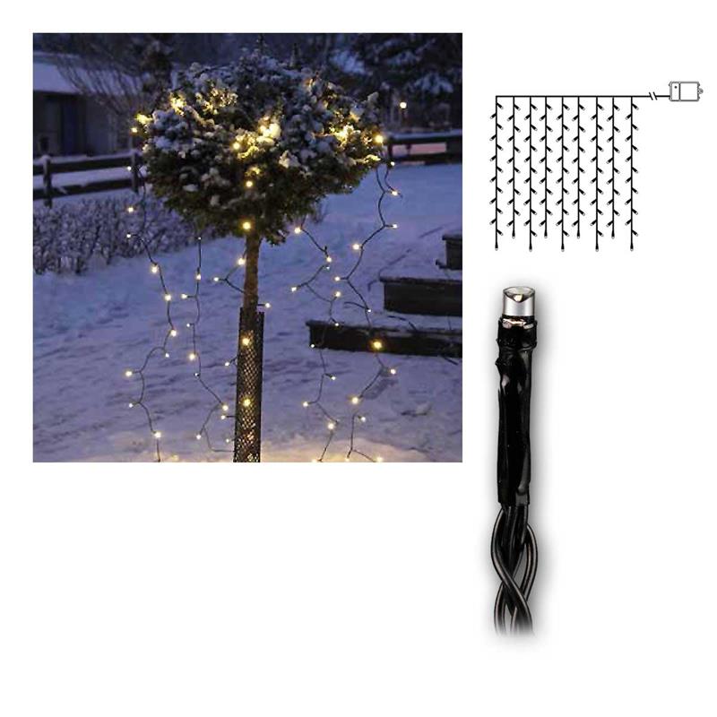 LED Lichtvorhang „Dura“, 120 warmweiße LEDs, 1,1x1m, IP44
