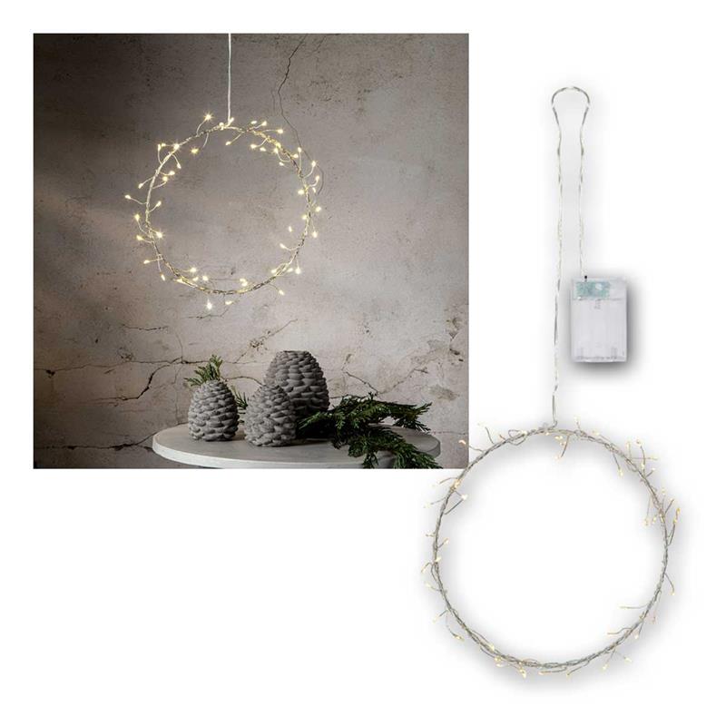 LED Metallkranz "POPPY", Ø20cm, 50 warmweiße LEDs, Timer