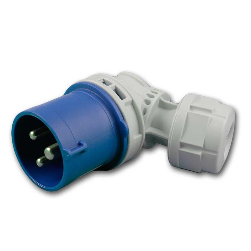 CEE Winkelstecker, Farbe blau, 3-polig, 230V / 16A, schraubbar