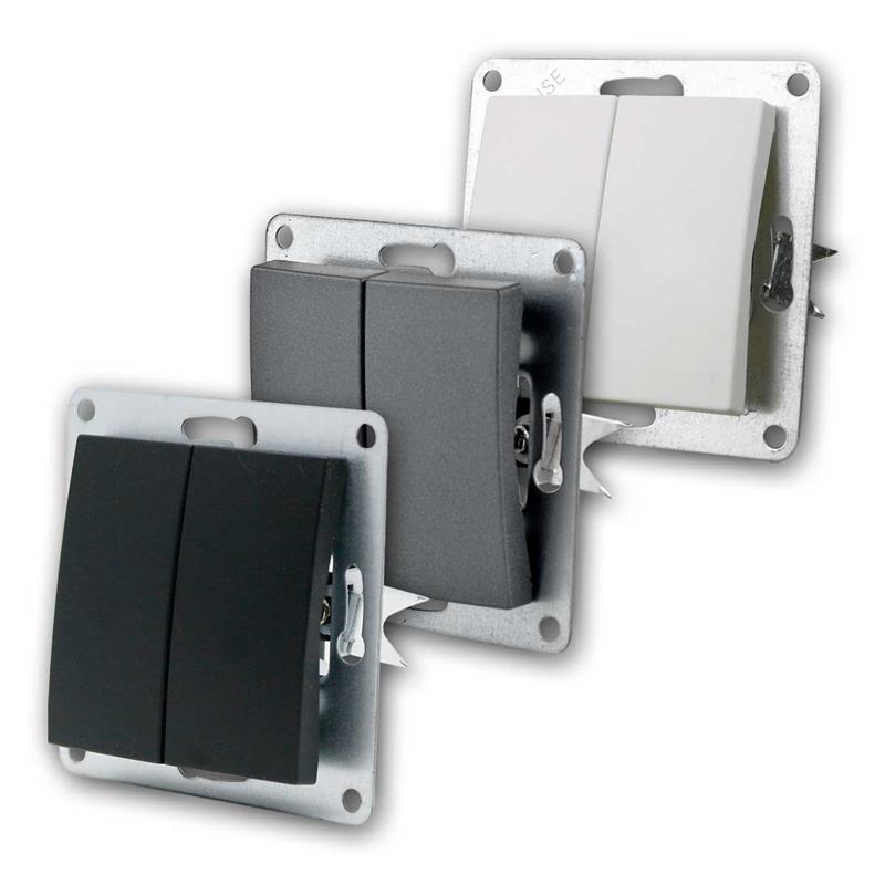 FLAIR Taster 2-fach, ohne UP-Rahmen | 250V/10A, 3 Farben