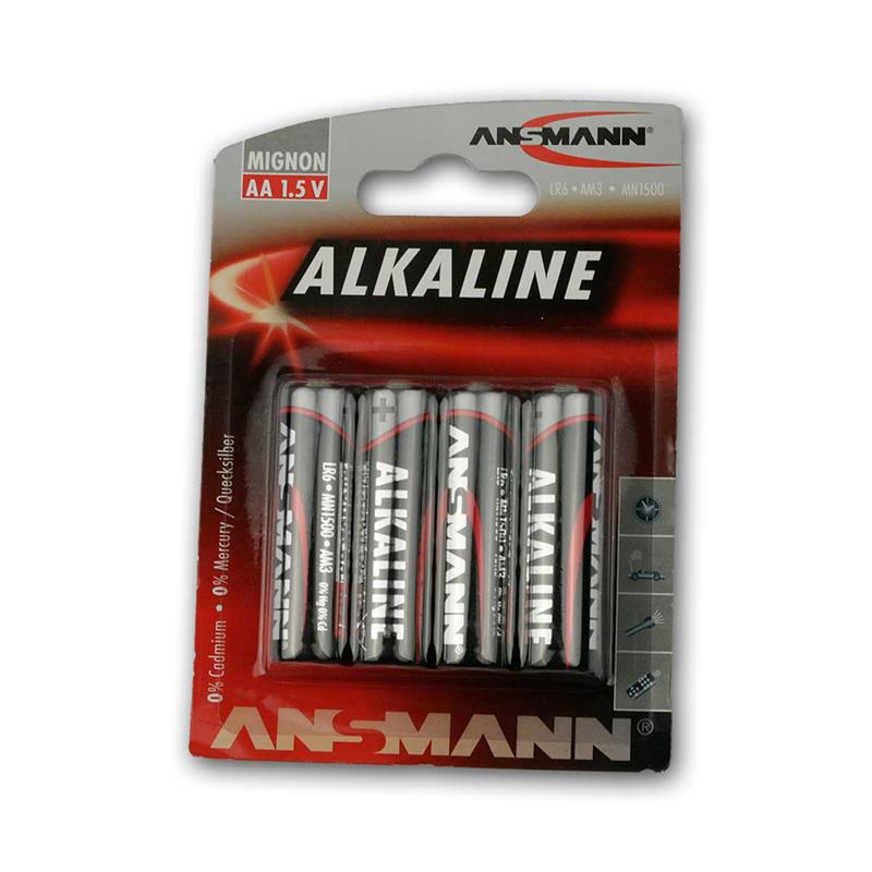 Alkaline-Batterie Mignon AA/LR6, Ersatzbatterien, 4er Pack, 1,5V