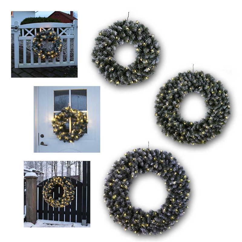 LED Kranz „Snow“, Weihnachtskranz, warmweiße LEDs, IP44